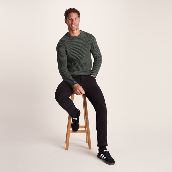 Logan Mens Chunky Knitted Jumper - Light Forest