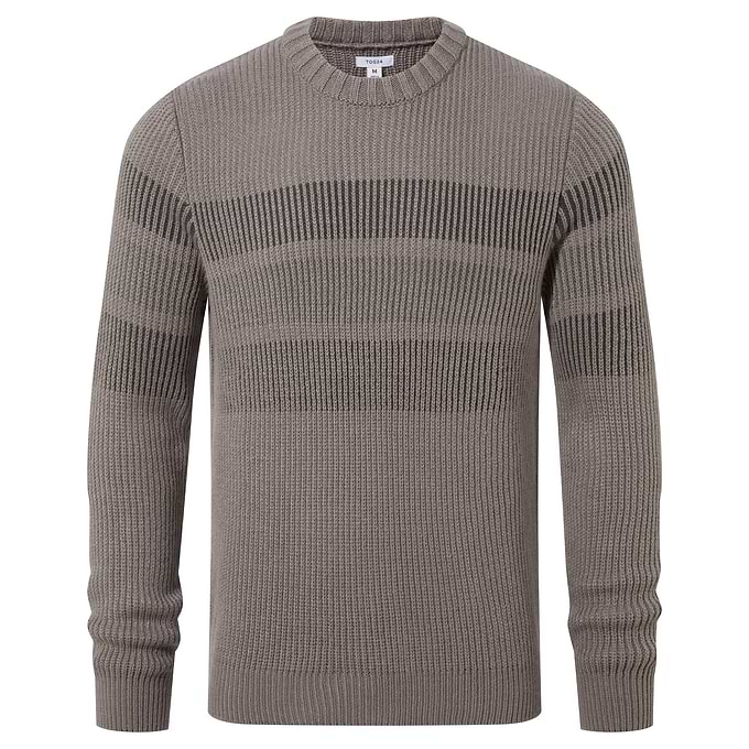 Leonard Mens Chunky Knitted Jumper - Mid Grey