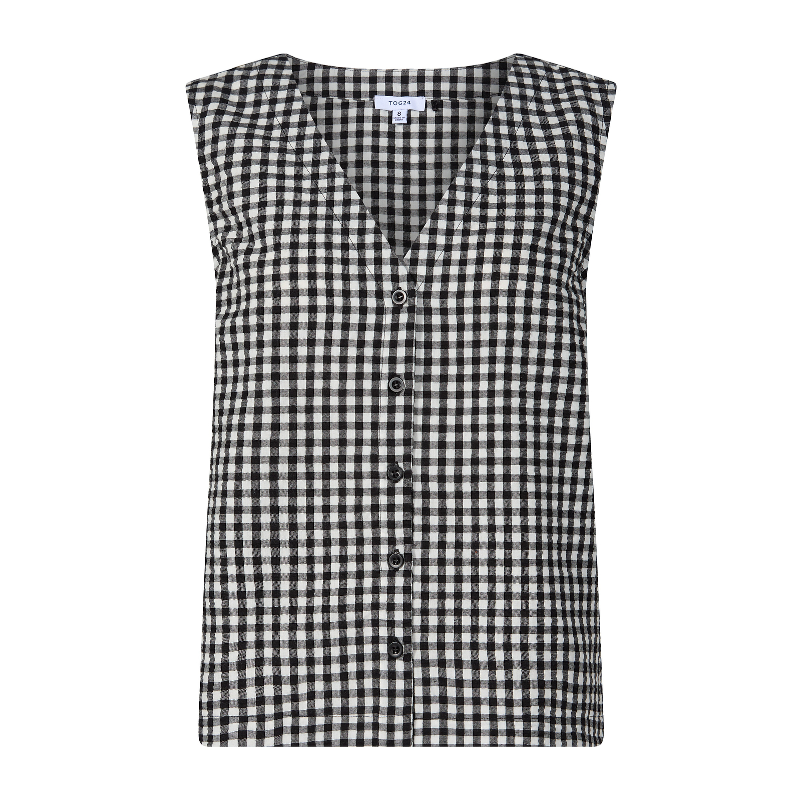 Lila Womens Short Sleeve Gingham Shirt in Black Check | TOG24