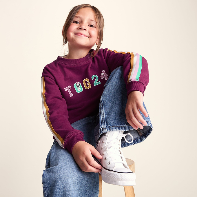 Lonk Shaun the Sheep Kids Supersoft Graphic Crew Neck Sweatshirt - Beetroot Red