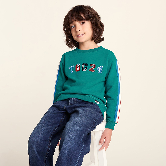 Lonk Shaun the Sheep Kids Supersoft Graphic Crew Neck Sweatshirt - Peacock Green