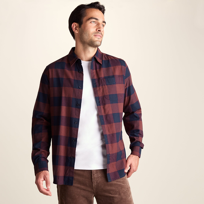 Marcel Mens Brushed Flannel  Check Shirt - Blue & Brown Check