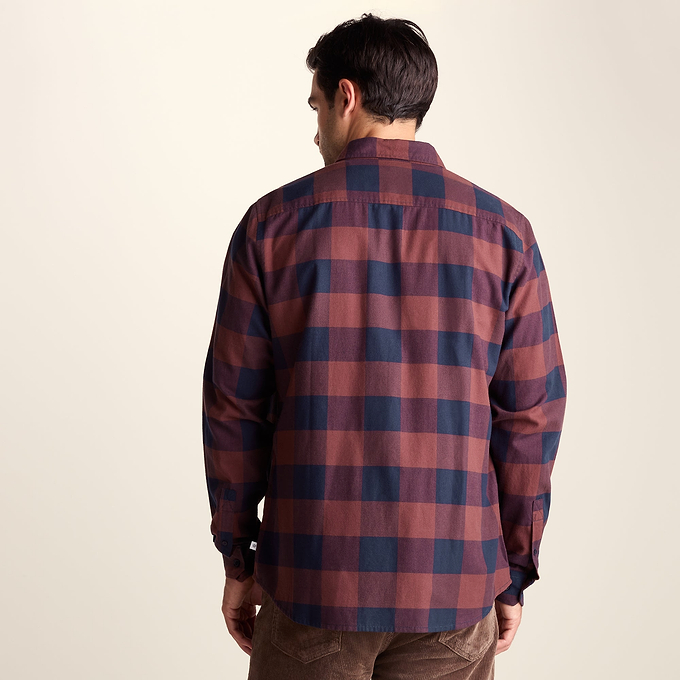 Marcel Mens Brushed Flannel  Check Shirt - Blue & Brown Check