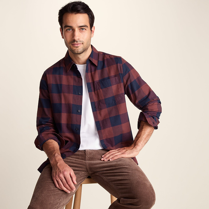 Marcel Mens Brushed Flannel  Check Shirt - Blue & Brown Check