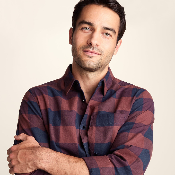 Marcel Mens Brushed Flannel  Check Shirt - Blue & Brown Check