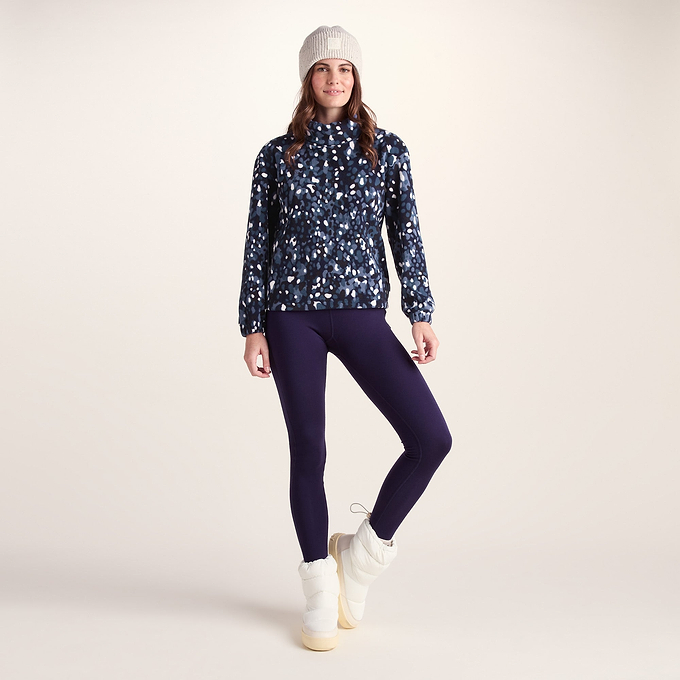 March Womens Relaxed Fit Microfleece Pullover - Oxford Blue Pebble Print