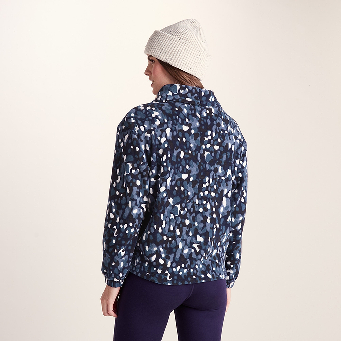 March Womens Relaxed Fit Microfleece Pullover - Oxford Blue Pebble Print