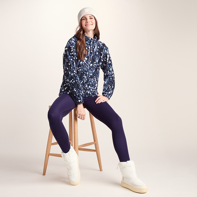 March Womens Relaxed Fit Microfleece Pullover - Oxford Blue Pebble Print