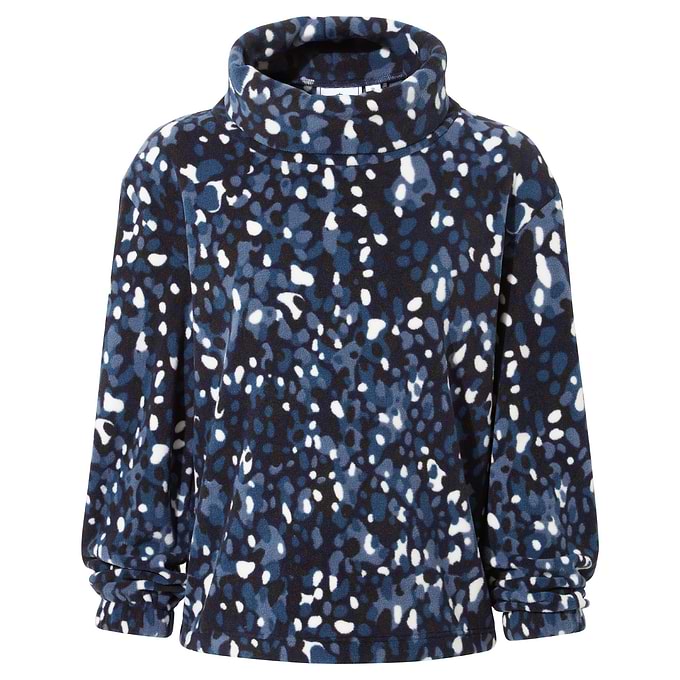 March Womens Relaxed Fit Microfleece Pullover - Oxford Blue Pebble Print