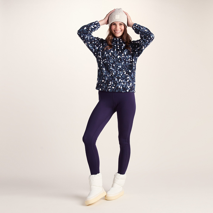 March Womens Relaxed Fit Microfleece Pullover - Oxford Blue Pebble Print