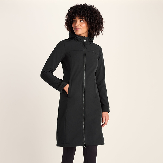 Marina Womens Long Water Resistant Softshell Jacket - Black