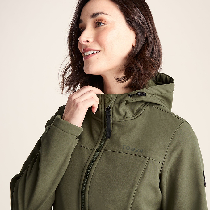 Marina Womens Long Water Resistant Softshell Jacket - Khaki