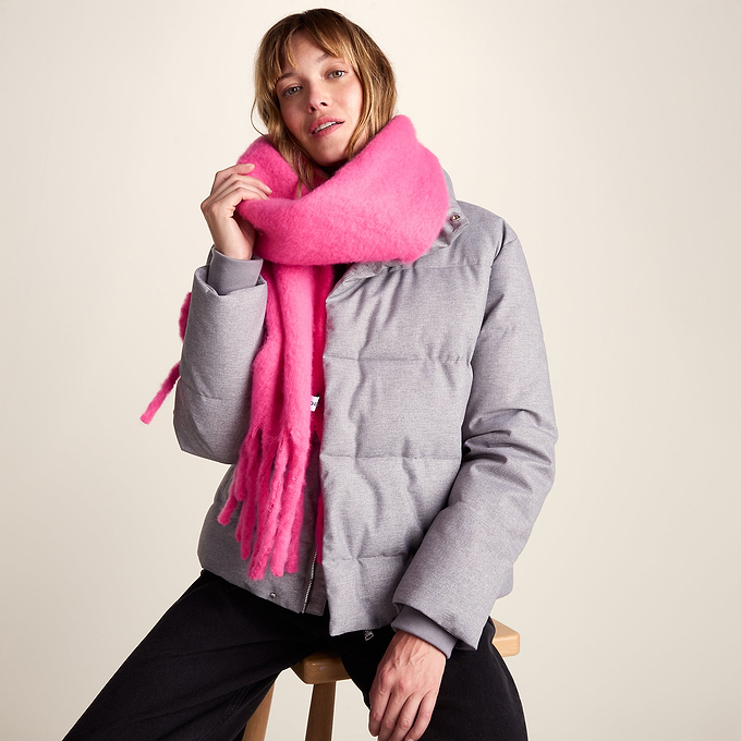 Marlene Heavyweight Brushed Colour Block Blanket Scarf - Rich Pink
