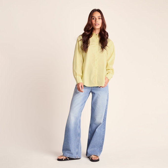 Marnie Womens 100% Cotton Oversized Shirt - Butter Yellow