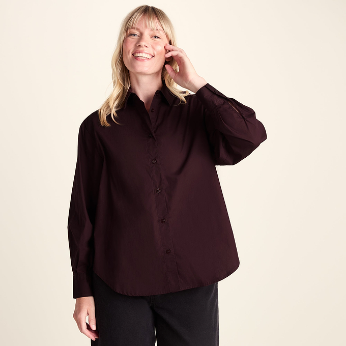 Marnie Womens 100% Cotton Oversized Shirt - Huckleberry
