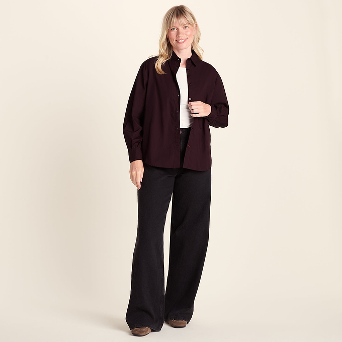 Marnie Womens 100% Cotton Oversized Shirt - Huckleberry