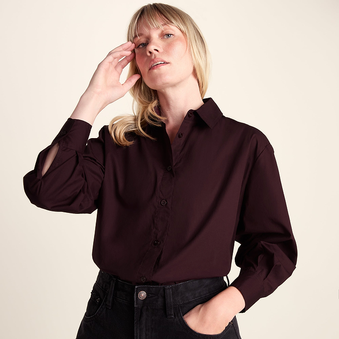 Marnie Womens 100% Cotton Oversized Shirt - Huckleberry