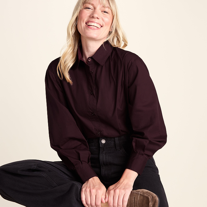 Marnie Womens 100% Cotton Oversized Shirt - Huckleberry