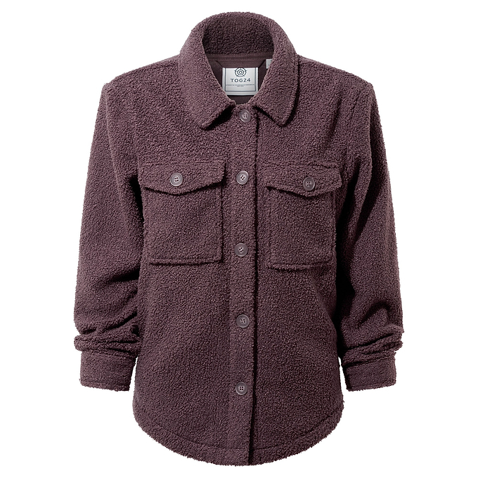 Maxine Womens Supersoft Sherpa Fleece Shacket - Dark Mauve