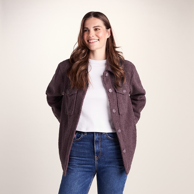 Maxine Womens Supersoft Sherpa Fleece Shacket - Dark Mauve