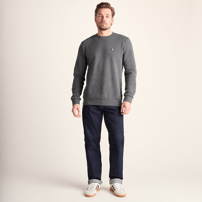 Mellor Mens Supersoft Cotton Rich Sweat - Dark Grey Marl