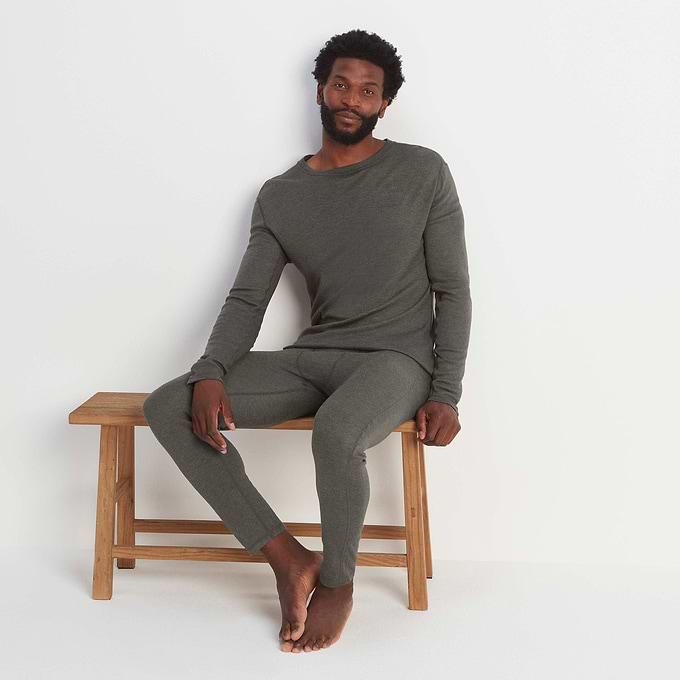 Meru Mens Cashmere Touch Base Layer Crew Neck - Dark Grey Marl
