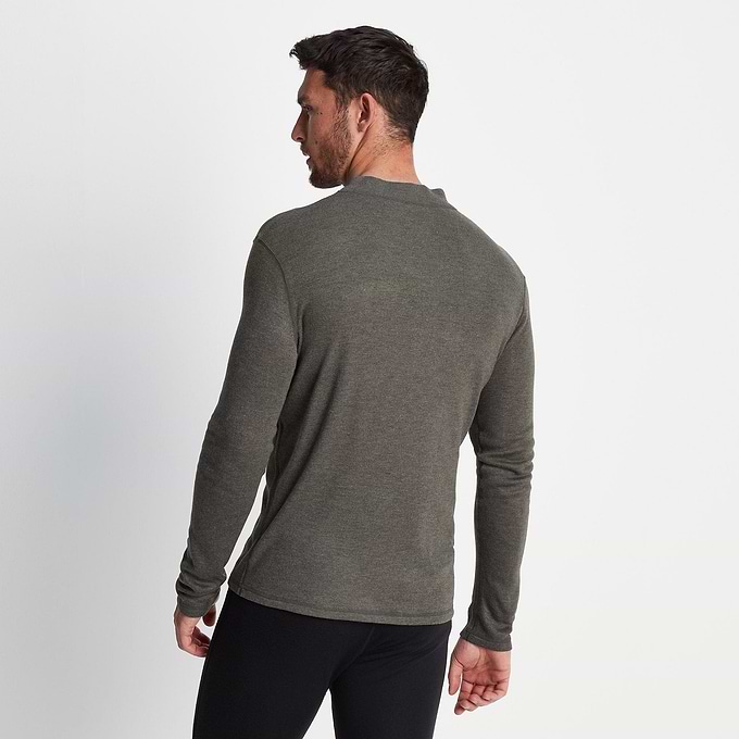 Meru Mens Cashmere Touch Base Layer Quarter Zip - Dark Grey Marl