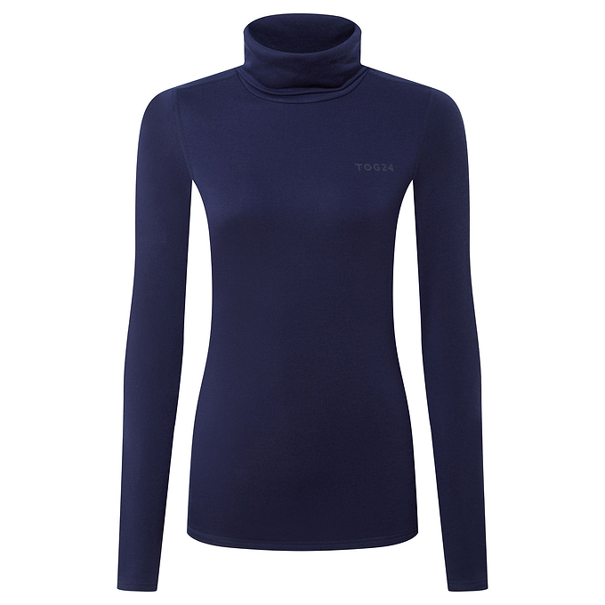 Meru Womens Cashmere Touch Roll Neck Base Layer - Oxford Blue