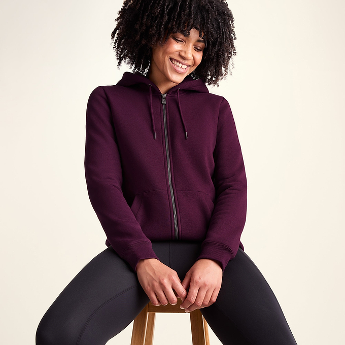 Mia Womens Supersoft Zip Hoody  - Burgundy