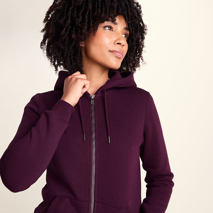 Mia Womens Supersoft Zip Hoody  - Burgundy