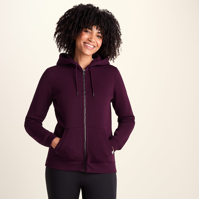 Mia Womens Supersoft Zip Hoody  - Burgundy