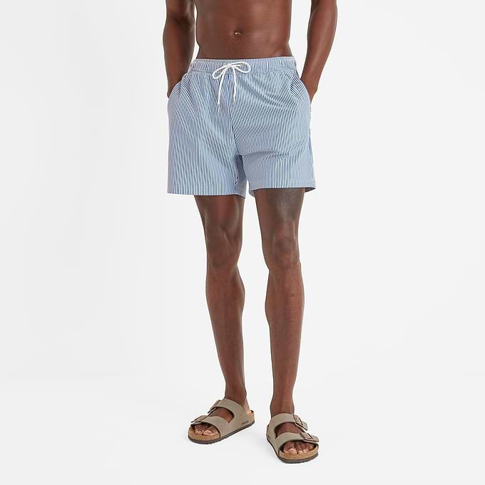 Micah Mens Swimming Shorts - Pastel Blue Stripe