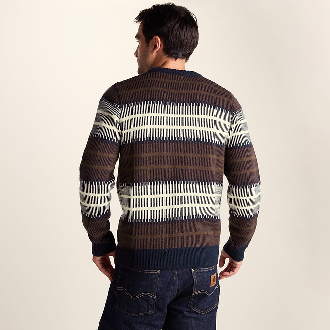 Milo Mens Fairisle Inspired Crew Knit Jumper - Deepest Blue Fairisle