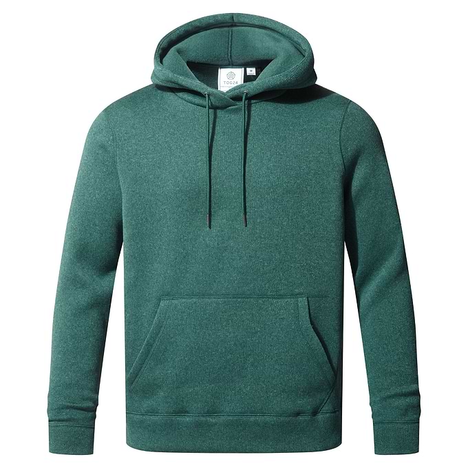 Mosby Mens Supersoft Knitlook Fleece Hoody - Dark Turquoise Marl