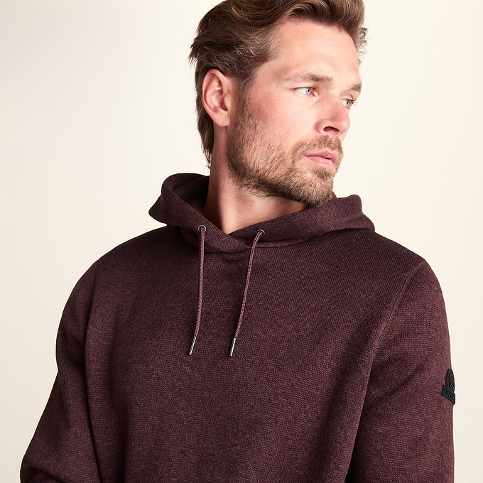 Mosby Mens Supersoft Knitlook Fleece Hoody - Chestnut Brown Melange