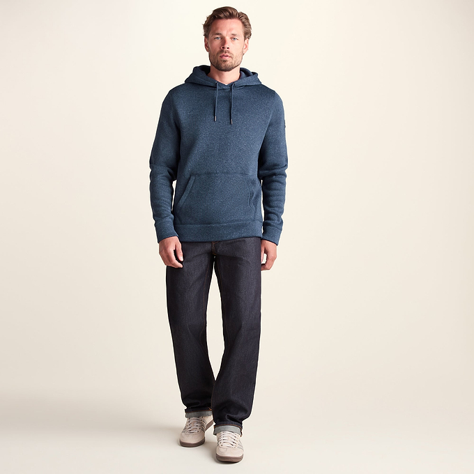 Mosby Mens Supersoft Knitlook Fleece Hoody - Smokey Blue Melange