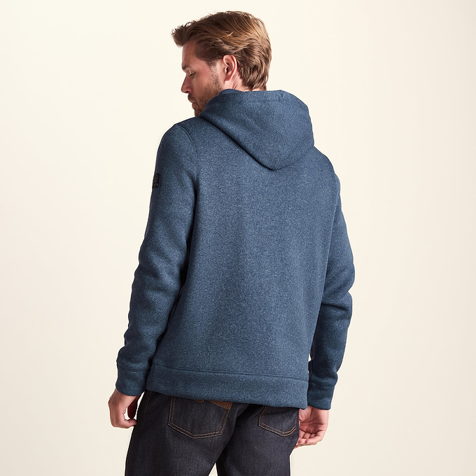 Mosby Mens Supersoft Knitlook Fleece Hoody - Smokey Blue Melange