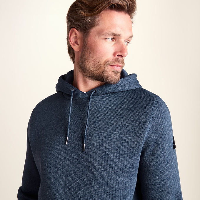 Mosby Mens Supersoft Knitlook Fleece Hoody - Smokey Blue Melange