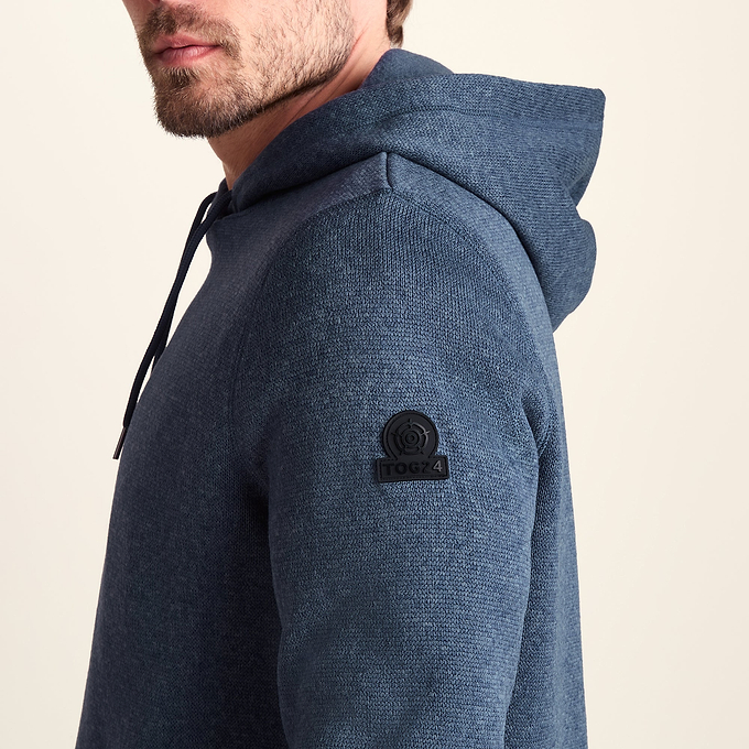 Mosby Mens Supersoft Knitlook Fleece Hoody - Smokey Blue Melange
