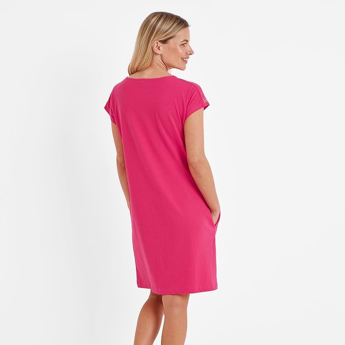 Nicolette Womens Jersey  Dress - Magenta Pink