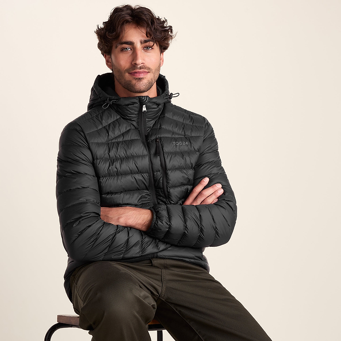 North Mens RDS Certified Down Hooded Jacket - Black