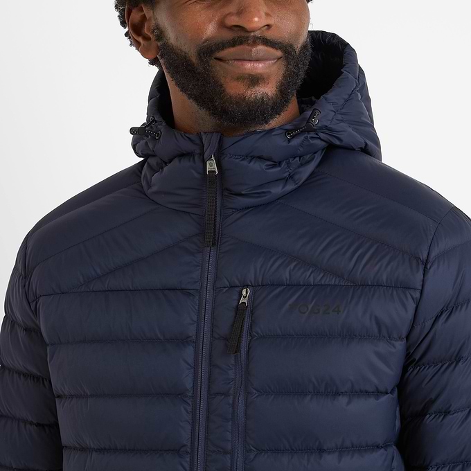 North Mens RDS Certified Down Hooded Jacket - Dark Indigo