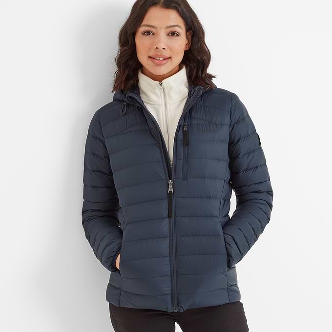 North Womens RDS Certified Down Hooded Jacket - Dark Indigo