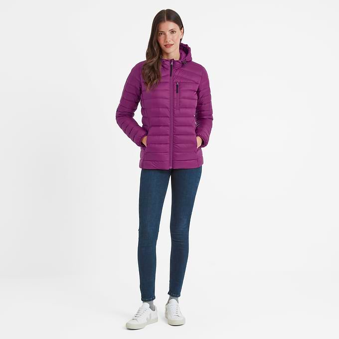 North Womens RDS Certified Down Hooded Jacket - Purple Berry