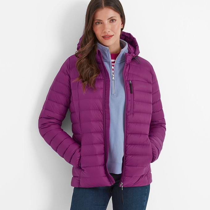 North Womens RDS Certified Down Hooded Jacket - Purple Berry
