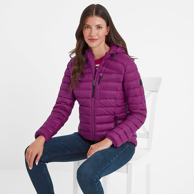 North Womens RDS Certified Down Hooded Jacket - Purple Berry