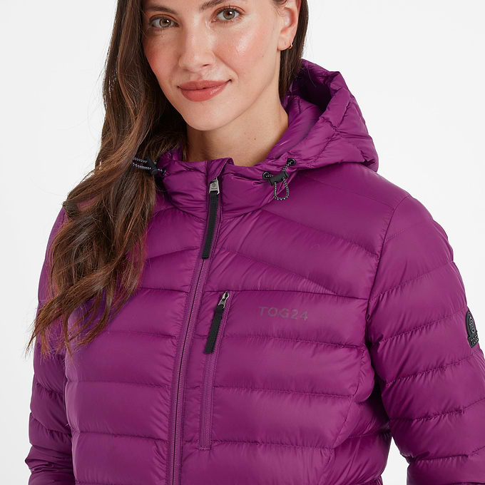 North Womens RDS Certified Down Hooded Jacket - Purple Berry