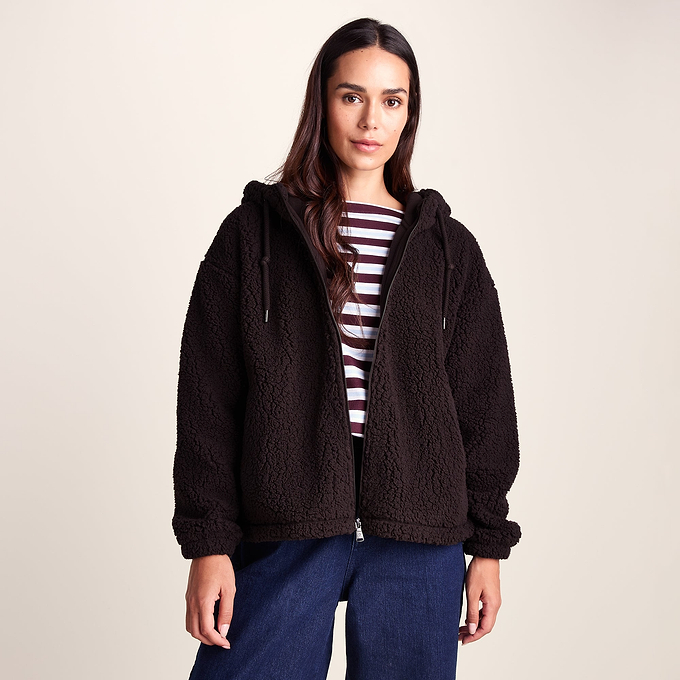 Olivia Womens Relaxed Fit Sherpa Fleece - Chocolate Brown