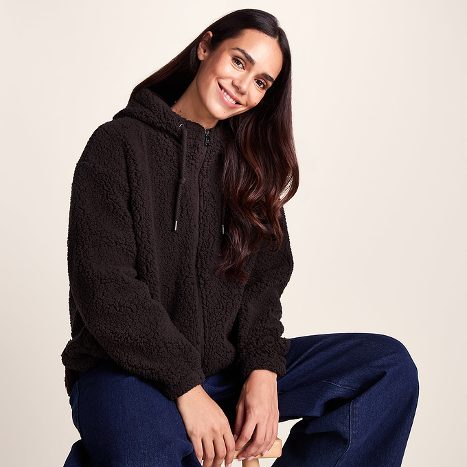 Olivia Womens Relaxed Fit Sherpa Fleece - Chocolate Brown