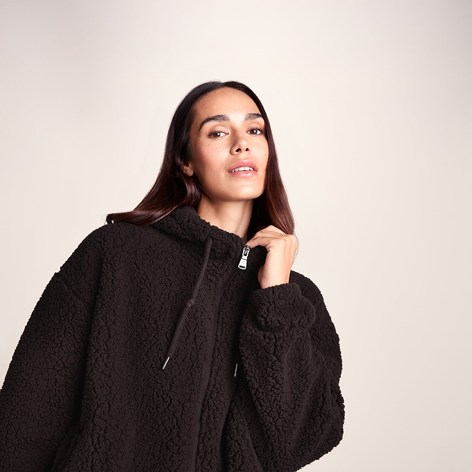 Olivia Womens Relaxed Fit Sherpa Fleece - Chocolate Brown